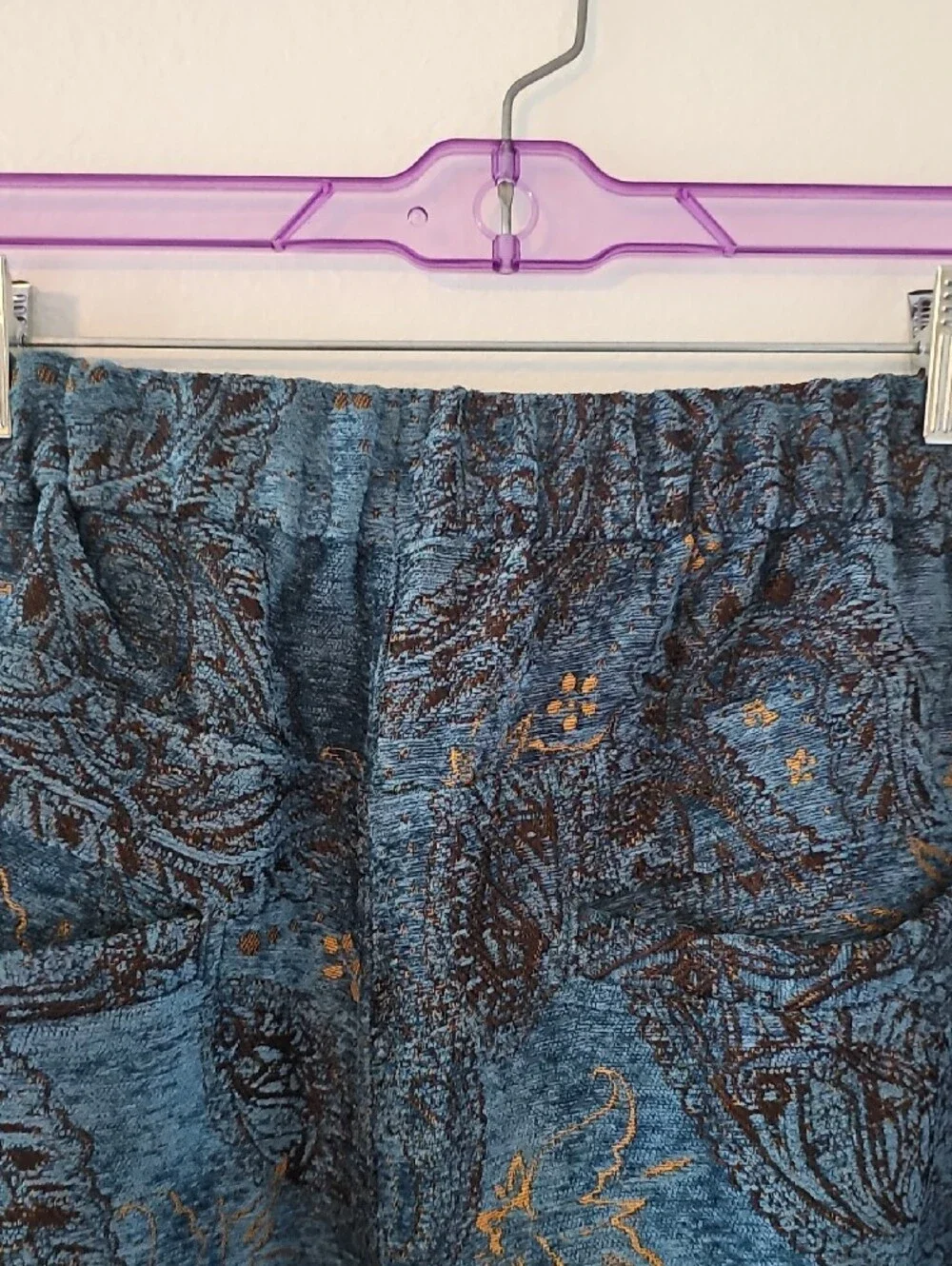 ●●FREE PEOPLE BLUE TAPESTRY PAISLEY WIDE LEG PANTS NWT S.XL●●